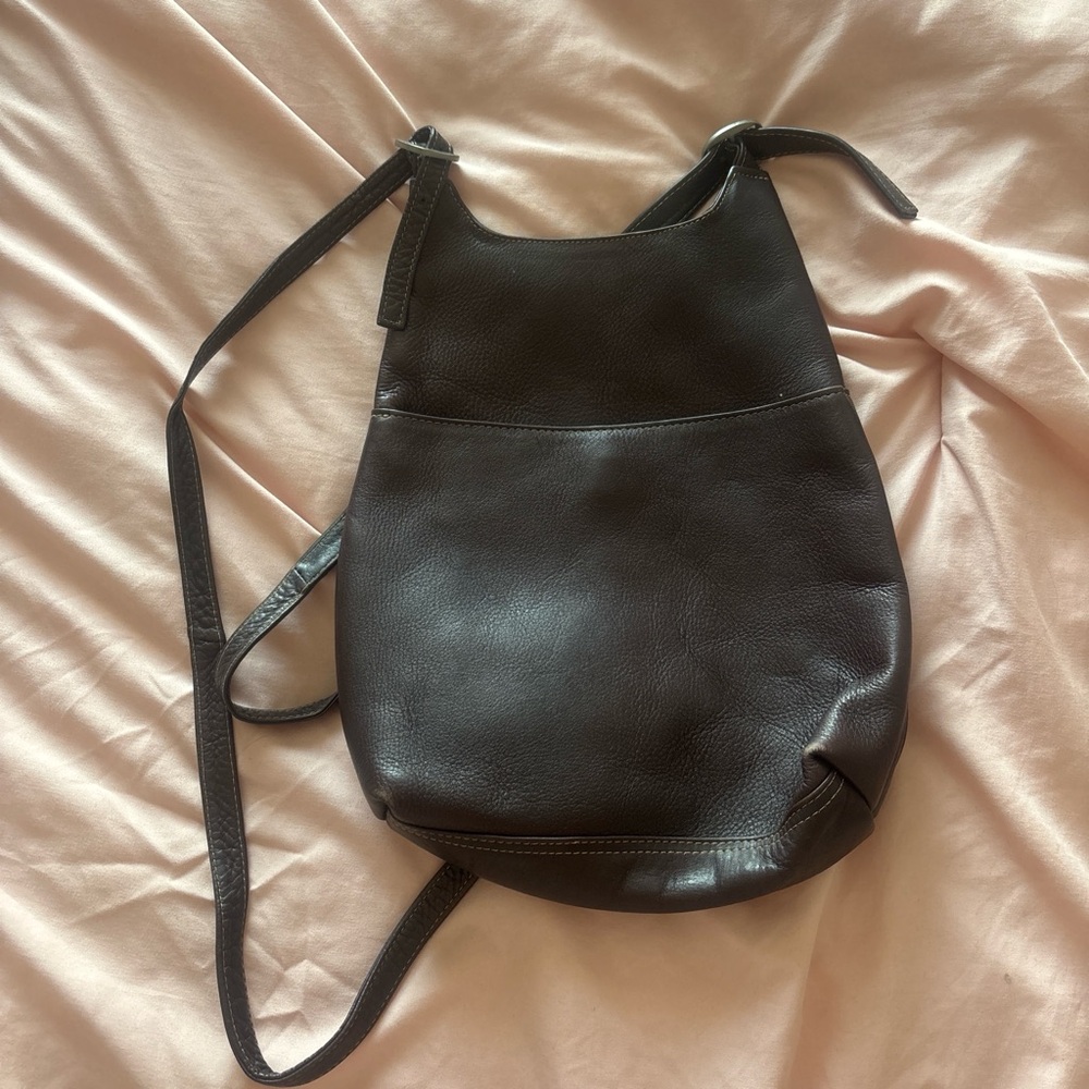 Dark Brown Authentic Leather Crossbody Bag
